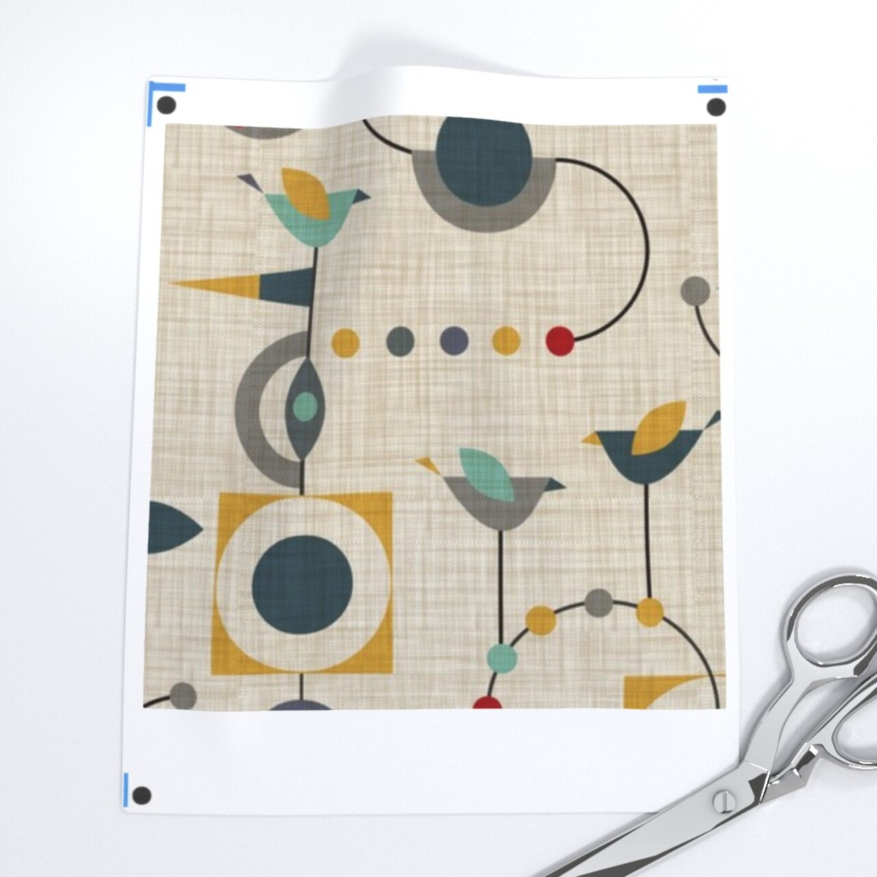 Retro, Geometric, Large Scale, Birds, Mid Century Modern, Vintage Style, Bird, Cottage Chic, Beige, Atomic, Bauhaus, Custom Removable Wallpaper by Spoonflower Peel & Stick Wallpaper 2FT Wide